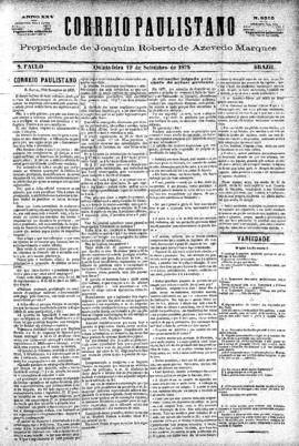 Correio paulistano [jornal], [s/n]. São Paulo-SP, 19 set. 1878.