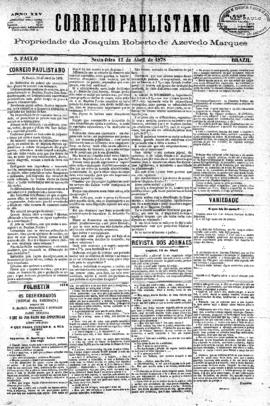 Correio paulistano [jornal], [s/n]. São Paulo-SP, 12 abr. 1878.