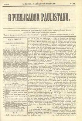 O Publicador paulistano [jornal], n. 94. São Paulo-SP, 10 jul. 1858.