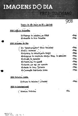 TV Tupi [emissora]. Diário de São Paulo na T.V. [programa]. Roteiro [televisivo], 12 jul. 1960.