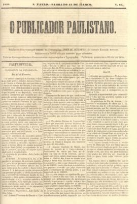 O Publicador paulistano [jornal], n. 64. São Paulo-SP, 13 mar. 1858.