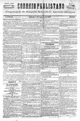 Correio paulistano [jornal], [s/n]. São Paulo-SP, 05 jan. 1878.