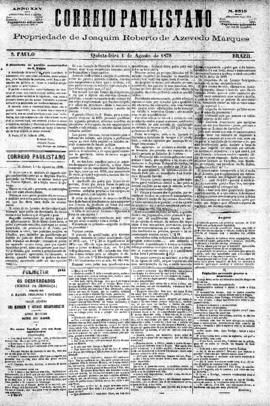 Correio paulistano [jornal], [s/n]. São Paulo-SP, 01 ago. 1878.