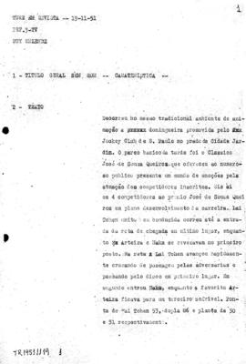 TV Tupi [emissora]. Turf em Revista [programa]. Roteiro [televisivo], 19 nov. 1951.