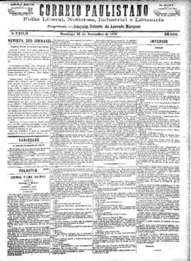 Correio paulistano [jornal], [s/n]. São Paulo-SP, 26 nov. 1876.