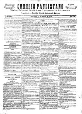 Correio paulistano [jornal], [s/n]. São Paulo-SP, 27 jun. 1876.