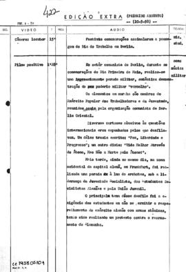 TV Tupi [emissora]. Edição Extra [programa]. Roteiro [televisivo], 10 mai. 1958.