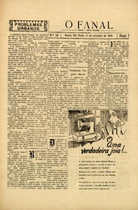 O Fanal [jornal], a. 1, n. 14. Bauru-SP, 13 set. 1933.