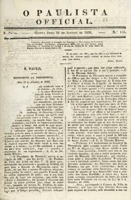 O Paulista official [jornal], n. 136. São Paulo-SP, 21 jan. 1836.
