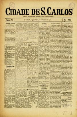 Cidade de S. Carlos [jornal], a. 6, n. 947. São Carlos do Pinhal-SP, 12 out. 1910.
