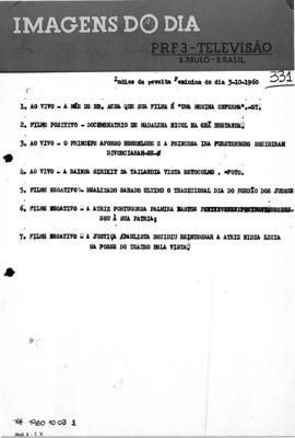 TV Tupi [emissora]. Revista Feminina [programa]. Roteiro [televisivo], 03 out. 1960.