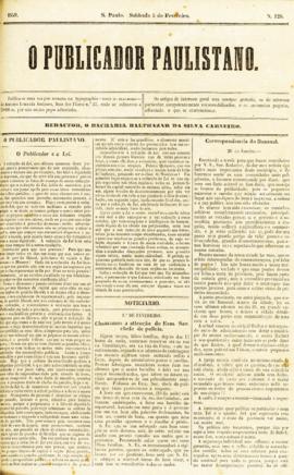O Publicador paulistano [jornal], n. 126. São Paulo-SP, 05 fev. 1859.