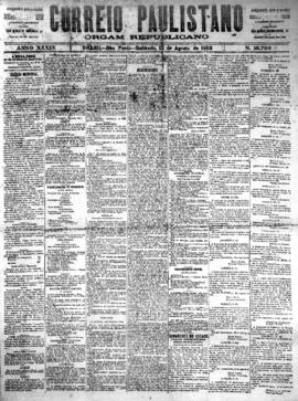 Correio paulistano [jornal], [s/n]. São Paulo-SP, 13 ago. 1892.