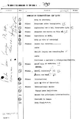 TV Tupi [emissora]. Ultra Notícias [programa]. Roteiro [televisivo], 24 nov. 1969.