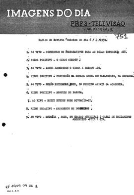 TV Tupi [emissora]. Revista Feminina [programa]. Roteiro [televisivo], 06 abr. 1959.