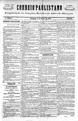 Correio paulistano [jornal], [s/n]. São Paulo-SP, 02 jun. 1878.
