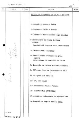 TV Tupi [emissora]. Ultra Notícias [programa]. Roteiro [televisivo], 29 dez. 1965.