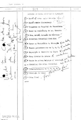 TV Tupi [emissora]. Ultra Notícias [programa]. Roteiro [televisivo], 21 ago. 1968.