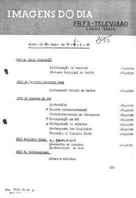 TV Tupi [emissora]. Diário de São Paulo na T.V. [programa]. Roteiro [televisivo], 01 jun. 1959.