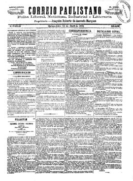 Correio paulistano [jornal], [s/n]. São Paulo-SP, 13 abr. 1876.