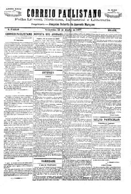 Correio paulistano [jornal], [s/n]. São Paulo-SP, 22 jun. 1877.