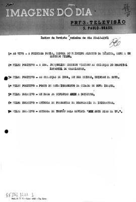 TV Tupi [emissora]. Revista Feminina [programa]. Roteiro [televisivo], 22 dez. 1961.