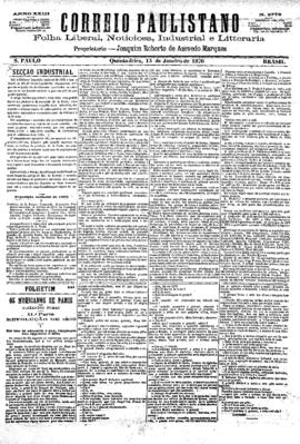 Correio paulistano [jornal], [s/n]. São Paulo-SP, 13 jan. 1876.