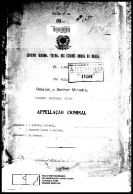 Processo... [apelação criminal], nª 1009/1927. [São Paulo-SP?], 1927. v. 45