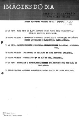 TV Tupi [emissora]. Revista Feminina [programa]. Roteiro [televisivo], 09 mai. 1962.