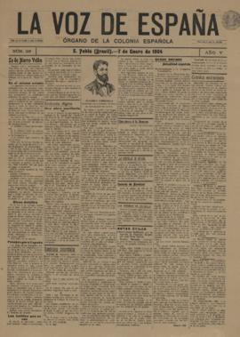La Voz de España [jornal], a. 5, n. 188. São Paulo-SP, 07 jan. 1904.