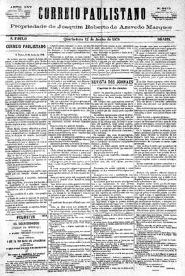 Correio paulistano [jornal], [s/n]. São Paulo-SP, 12 jun. 1878.