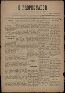 O Propugnador [jornal], a. 1, n. 2. São Paulo-SP, 06 out. 1907.