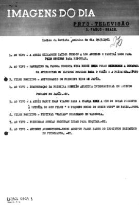TV Tupi [emissora]. Revista Feminina [programa]. Roteiro [televisivo], 29 mar. 1961.