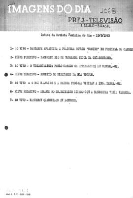 TV Tupi [emissora]. Revista Feminina [programa]. Roteiro [televisivo], 15 mai. 1963.
