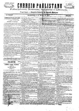 Correio paulistano [jornal], [s/n]. São Paulo-SP, 01 mar. 1877.