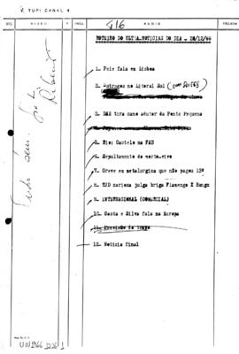 TV Tupi [emissora]. Ultra Notícias [programa]. Roteiro [televisivo], 26 dez. 1966.