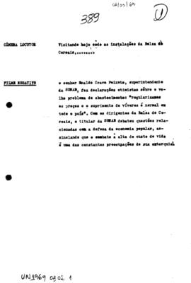TV Tupi [emissora]. Ultra Notícias [programa]. Roteiro [televisivo], 02 mar. 1969.
