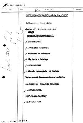 TV Tupi [emissora]. Ultra Notícias [programa]. Roteiro [televisivo], 04 nov. 1967.