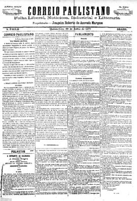 Correio paulistano [jornal], [s/n]. São Paulo-SP, 19 jul. 1877.