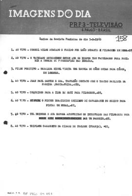 TV Tupi [emissora]. Revista Feminina [programa]. Roteiro [televisivo], 05 set. 1960.
