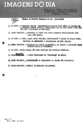 TV Tupi [emissora]. Revista Feminina [programa]. Roteiro [televisivo], 23 dez. 1959.