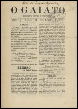 O Gaiato [jornal], a. 1, n. 1. São Paulo-SP, 10 jun. 1905.