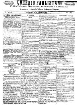 Correio paulistano [jornal], [s/n]. São Paulo-SP, 09 jan. 1877.