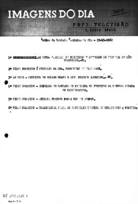 TV Tupi [emissora]. Revista Feminina [programa]. Roteiro [televisivo], 15 nov. 1962.
