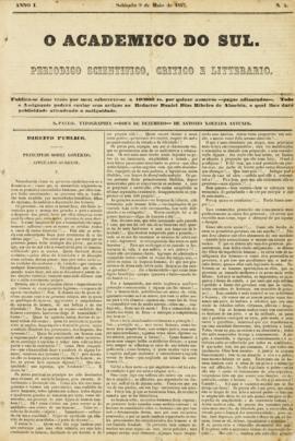 O Academico do Sul [jornal], a. 1, n. 4. São Paulo-SP, 09 mai. 1857.
