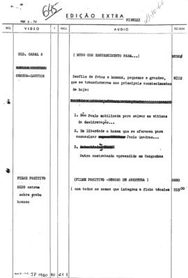 TV Tupi [emissora]. Jornal da Pirelli [programa]. Roteiro [televisivo], 21 out. 1960.