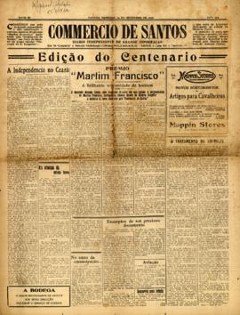 Commercio de Santos [jornal], a. 3, n. 212. Santos-SP, 10 set. 1922.