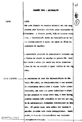 TV Tupi [emissora]. Plantão Tupi [programa]. Roteiro [televisivo], 18 jul. 1977.