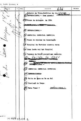 TV Tupi [emissora]. Ultra Notícias [programa]. Roteiro [televisivo], 07 mar. 1969.