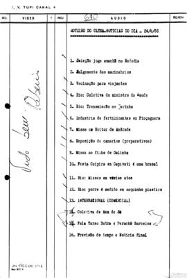 TV Tupi [emissora]. Ultra Notícias [programa]. Roteiro [televisivo], 24 jun. 1966.